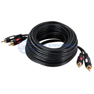 фото Шнур 2 RCA - 2 RCA, 3м, черный (GOLD) REXANT