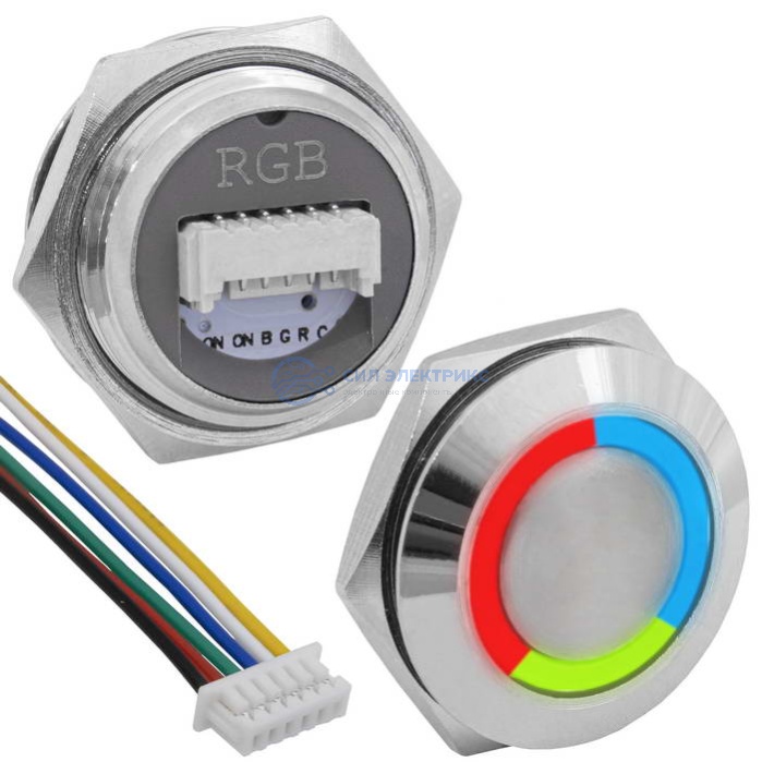 Кнопка антивандальная GQ19TF-6E/RGB/N off-(on) фото Кнопка антивандальная GQ19TF-6E/RGB/N off-(on)
