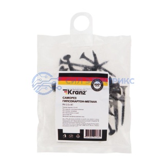 фото Саморез гипсокартон-металл KRANZ 3.5х41, пакет (50 шт./уп.)