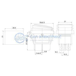 фото Выключатель клавишный 250V 15А (4с) ON-OFF желтый с подсветкой ВЛАГОЗАЩИТА (RWB-507) REXANT