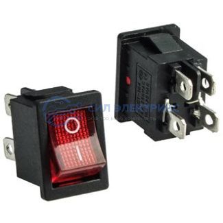 фото Клавишный переключатель KCD1-201N-4-C3-R/4P, on-off, красный, номинальное напряжение 250 В, ток 6 А