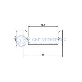 фото Профиль алюминиевый накладной 16х7 мм 2 м (заказывать отдельно рассеиватель 146-250, заглушки 146-200-1 и 146-200-2) REXANT