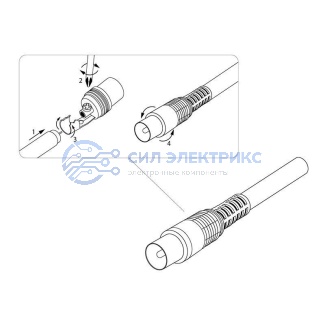 фото Разъем антенный на кабель, (штекер-TV), белый, (1шт) REXANT