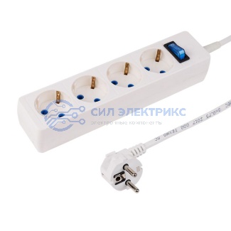 Сетевой фильтр PROconnect STANDARD 4 гнезда, 5 м, 3х0.75 мм², с/з + автовыкл., белый фото Сетевой фильтр PROconnect STANDARD 4 гнезда, 5 м, 3х0.75 мм², с/з + автовыкл., белый