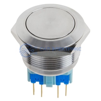 фото Кнопка антивандальная Ø25 Б/Фикс (ON)-OFF плоская (A-25-С1) REXANT (в упак. 1шт.)