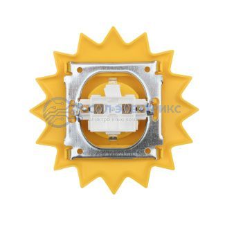 фото Розетка одноместная KRANZ HAPPY Солнце скрытой установки с заземлением и защитными шторками, желтая
