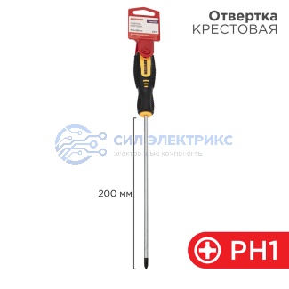 Отвертка крестовая PH1х200мм, двухкомпонентная рукоятка REXANT фото Отвертка крестовая PH1х200мм, двухкомпонентная рукоятка REXANT