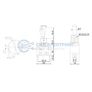 фото Тумблер 12V 20А (3c) ON-OFF однополюсный с красной LED подсветкой (ASW-07D) REXANT (в упак. 1шт.)