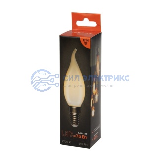 фото Лампа филаментная Свеча на ветру CN37 9,5Вт 915Лм 2700K E14 матовая колба REXANT