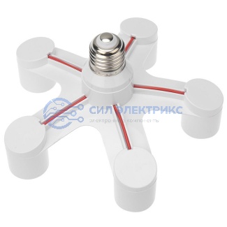 фото Разветвитель цокольный Е27-5хЕ27 белый REXANT