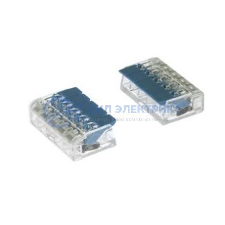 фото Клемма зажимная соединительная безвинтовая PCT-415 на 5 проводов, 0,5-2,5 мм2, маркировка синяя, аналог WAGO