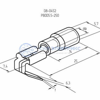 фото Клемма плоская изолированная РПи-О 6.0-(6.3)/РпИо 6.0-7.5 гнездо 6.6 мм + штекер - 6.3 мм 4-6 мм² REXANT