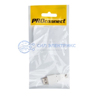 фото Переходник USB PROconnect, гнездо USB-A - штекер micro USB, 1 шт., пакет БОПП