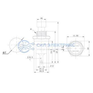 Выключатель-кнопка металл 220V 2А (2с) OFF-(ON) Ø7.2 черная Micro (RWD-301, PBS-10B) REXANT фото Выключатель-кнопка металл 220V 2А (2с) OFF-(ON) Ø7.2 черная Micro (RWD-301, PBS-10B) REXANT