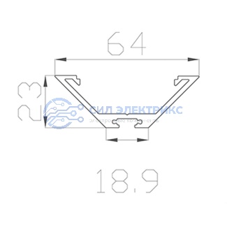фото Профиль алюминиевый угловой 64х23 мм 2 м (заказывать отдельно рассеиватель 146-253, заглушки 146-244-1) REXANT