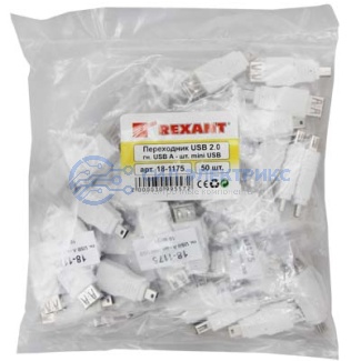 фото Переходник гнездо USB-A (Female)-штекер miniUSB (Male) REXANT