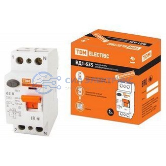 фото Автоматический выключатель ВД1-63S 2Р 63А, 100мА, номинальное напряжение 230В