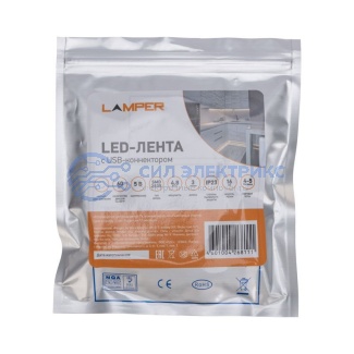 LED-лента с USB-коннектором 5 В, IP23, SMD 2835, 60 LED/м 3 м белый (6500 K) LAMPER фото LED-лента с USB-коннектором 5 В, IP23, SMD 2835, 60 LED/м 3 м белый (6500 K) LAMPER