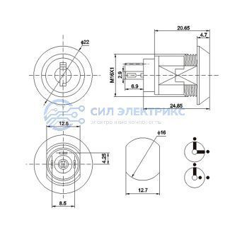 Переключатель ключ Ø16 250V 2А (3с) ON-ON (K16-05) REXANT фото Переключатель ключ Ø16 250V 2А (3с) ON-ON (K16-05) REXANT