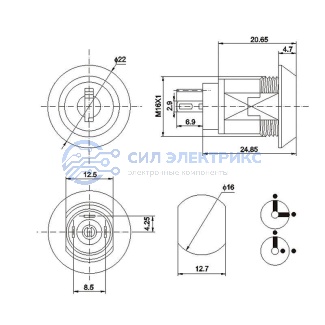 фото Переключатель ключ Ø16 250V 2А (3с) ON-ON (K16-05) REXANT