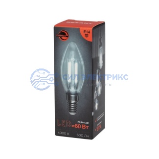 фото Лампа филаментная Свеча CN35 7,5Вт 600Лм 4000K E14 диммируемая, прозрачная колба REXANT