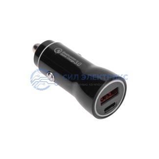 фото Автозарядка в прикуриватель АЗУ USB-A (QC 3.0)+USB-C (PD), 38Вт черная REXANT