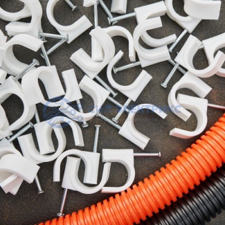 фото Крепеж кабеля круглый 20 мм, белый (упак. 50 шт) REXANT