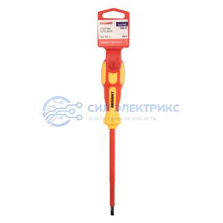 Отвертка шлицевая диэлектрическая SL5х125мм, до 1000В, двухкомпонентная рукоятка REXANT фото Отвертка шлицевая диэлектрическая SL5х125мм, до 1000В, двухкомпонентная рукоятка REXANT