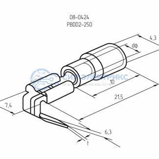 фото Клемма плоская изолированная РПи-О 2.5-(6.3)/РпИо 2.5-7.5 гнездо 6.6 мм + штекер - 6.3 мм 1.5-2.5 мм² REXANT