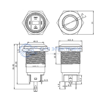 фото Кнопка антивандальная Ø12 12В(LED) Б/Фикс (4с) OFF-(ON) синяя (A-12-C2) REXANT