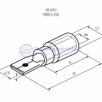 фото Клемма плоская изолированная РПи-п 6.0-(6.3)/РпИп 5-6-0,8 штекер 6.3 мм 4-6 мм² желтая REXANT