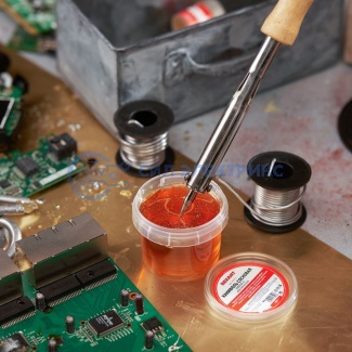 фото Канифоль сосновая, флюс НЕЙТРАЛЬНЫЙ, марка А, 100г, банка REXANT