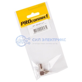 фото Переходник антенный, (гнездо F - штекер TV), угловой (1шт.) (пакет) PROconnect