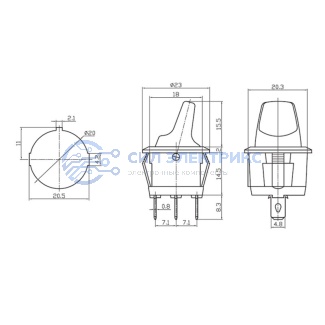 фото Выключатель клавишный круглый 250V 6А (3с) ON-OFF желтый REXANT (перепак. из 12в)