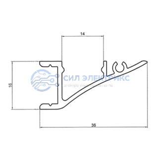 фото Профиль алюминиевый для стен 36х16 мм 2 м (заказывать отдельно рассеиватель 146-250, заглушки 146-247-1, 146-247-2) REXANT