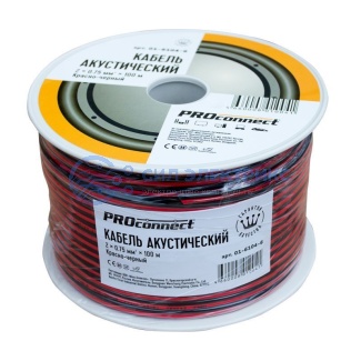 фото Кабель акустический ШВПМ 2х0.75 мм², красно-черный, 100 м, PROconnect