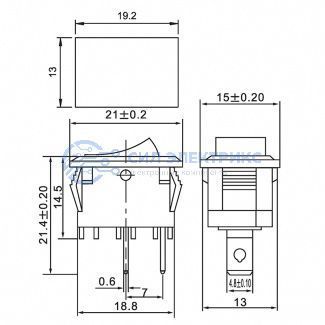 фото Выключатель клавишный 250V 6А (2с) ON-OFF серый Mini (RWB-201, SC-768) REXANT