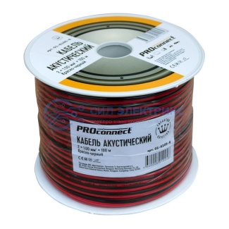 фото Кабель акустический 2х1,00 мм², красно-черный, 100 м, PROconnect