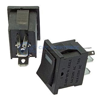фото Клавишный переключатель MIRS-101-3, on-off с красным светодиодом (1.8V), номинальное напряжение 250 В, ток 6 А