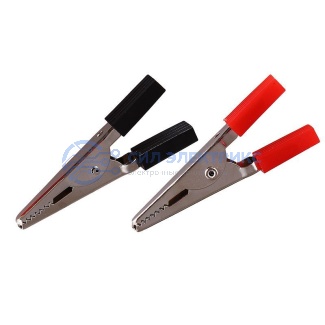 фото Зажим крокодил REXANT, длина 52 мм, ток 5A, 2 шт.