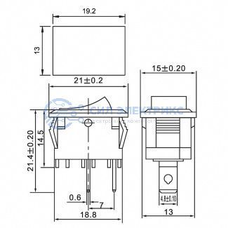 фото Выключатель клавишный 250V 6А (2с) ON-OFF черный Mini (RWB-201, SC-768) REXANT