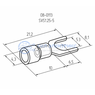 фото НАКОНЕЧНИК ВИЛОЧНЫЙ изолированный (5.3мм) 0.5-1.5мм² REXANT (БЛИСТЕР)