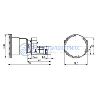 фото Кнопка XB2-BS поворотная красная грибок NC