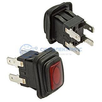 фото Клавишный переключатель SB146, IP65, on-off, размеры 13x19 мм, номинальное напряжение 250 В, ток 6 А