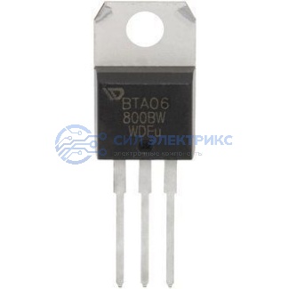 фото Симистор BTA06-800BW, 800 В, 6 А, корпус TO-220AB, изолированный