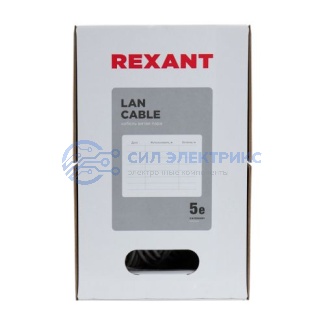 фото Кабель витая пара U/UTP, CAT 5e, PVC, 4PR, 24AWG, INDOOR, SOLID, серый, 305м REXANT