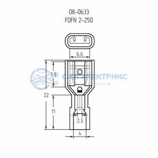 фото Клемма плоская полностью изолированная в нейлоне РПи-м(н) 2.5-(6.3)/РпИм-н 2-7-0,8 гнездо 6.6 мм, 1.5-2.5 мм², синий REXANT