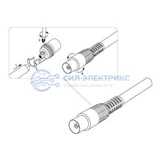 фото Разъем антенный на кабель, (гнездо-TV), черный, (1шт) REXANT