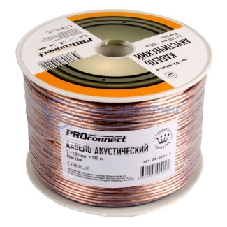 фото Кабель акустический 2х1,00 мм², прозрачный BLUELINE, 100 м, PROconnect