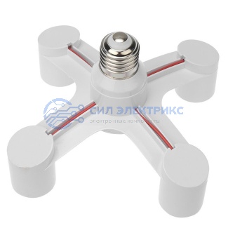фото Разветвитель цокольный Е27-4хЕ27 белый REXANT